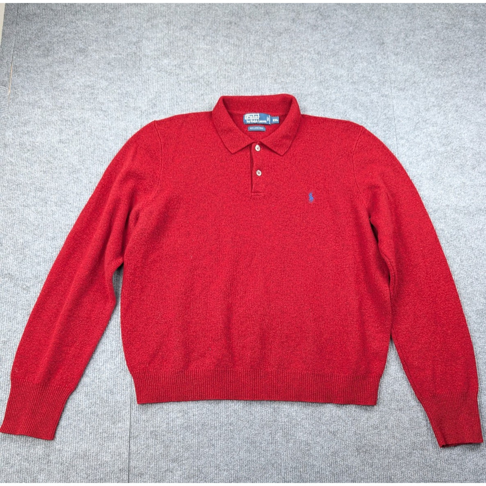 Polo Ralph Lauren Sweater Men XXL Lambswool Collared Preppy Timeless Vintage 90s